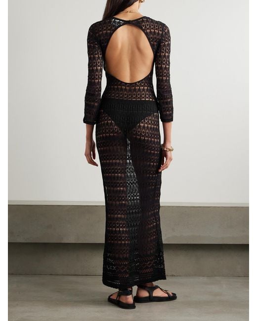 Isabel Marant Black Paloma Open-Back Crocheted Cotton-Blend Maxi Dress