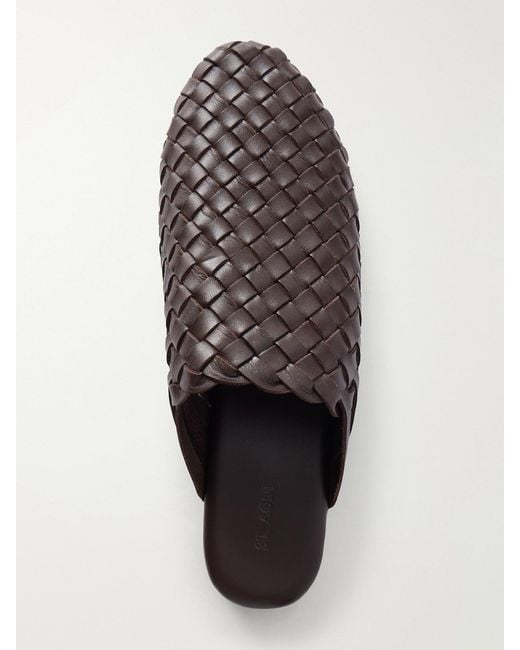 St. Agni Brown Bunto Woven Leather Slip-Ons
