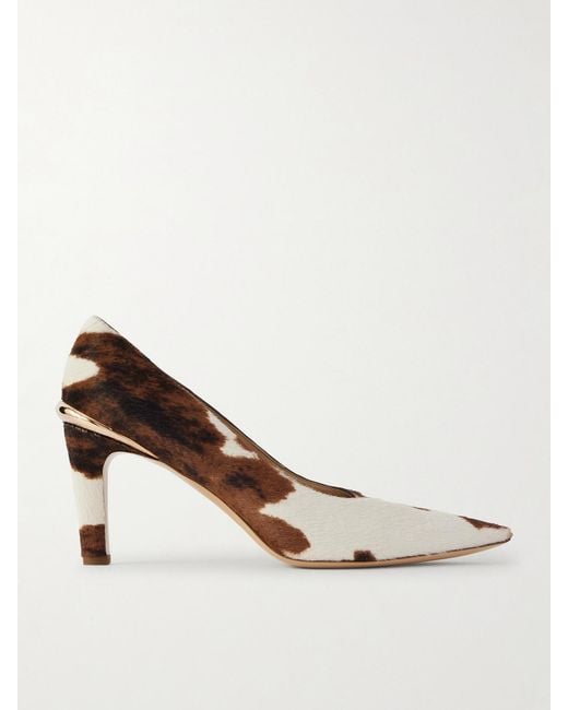 Gabriela Hearst Natural Edwina 75 Cow-Print Calf Hair Pumps