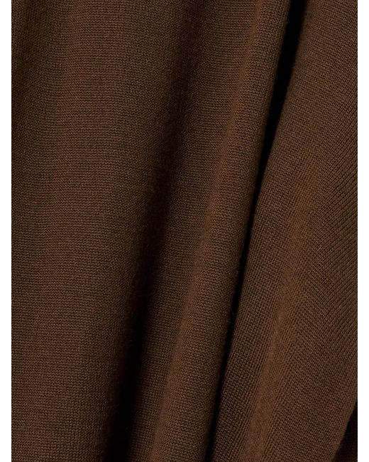 Lemaire Brown Belted Wool-Blend Turtleneck Midi Dress