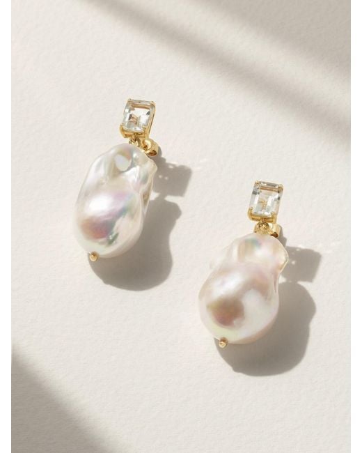 Mateo Natural 14-Karat, Pearl And Amethyst Earrings
