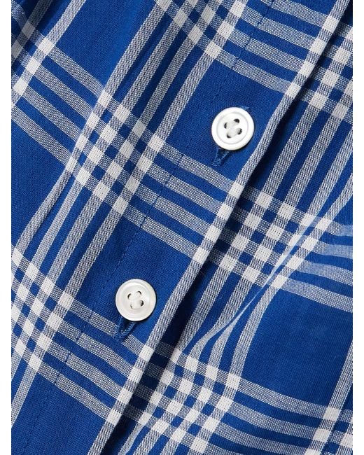 Doen Blue Valenne Tiered Checked Organic Cotton Midi Dress