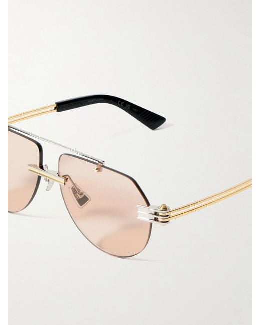 Bottega Veneta Natural Aviator-Style And-Tone Sunglasses