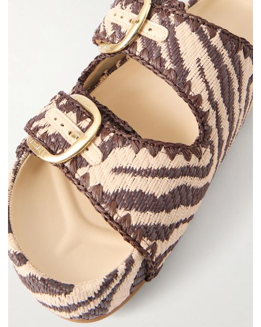 Loeffler Randall Pink Nico Striped Raffia Sandals