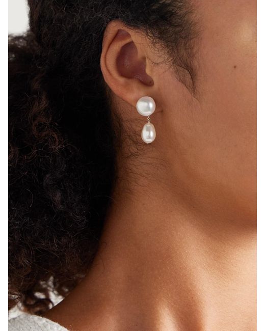 Sophie Buhai White Small Eleanor Perlenohrringe Mit Silberfarbenen Details