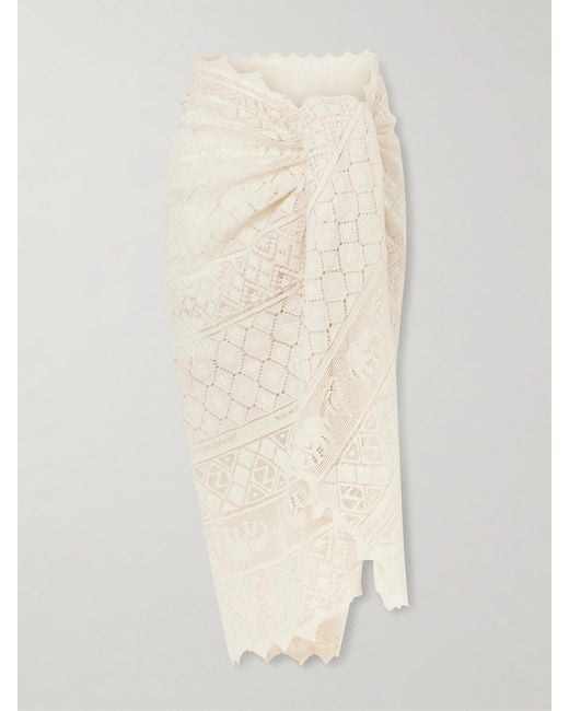 Zimmermann White Crocheted Cotton Pareo