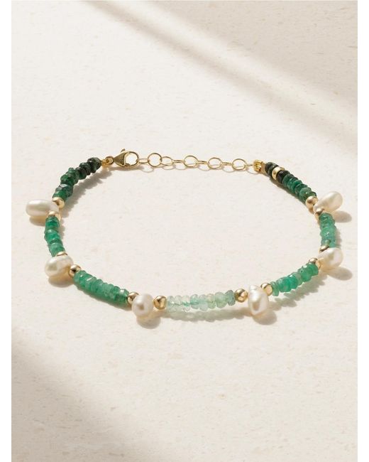 JIA JIA Natural Emerald And Pearl Bracelet