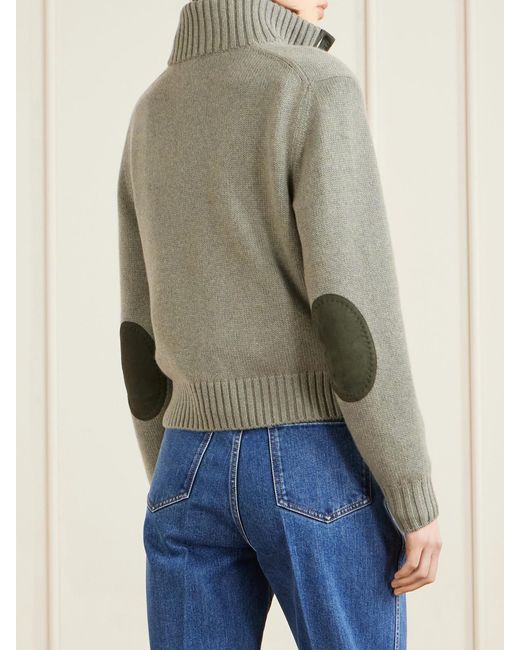 Loro Piana Natural Parksville Suede-Trimmed Cashmere Cardigan