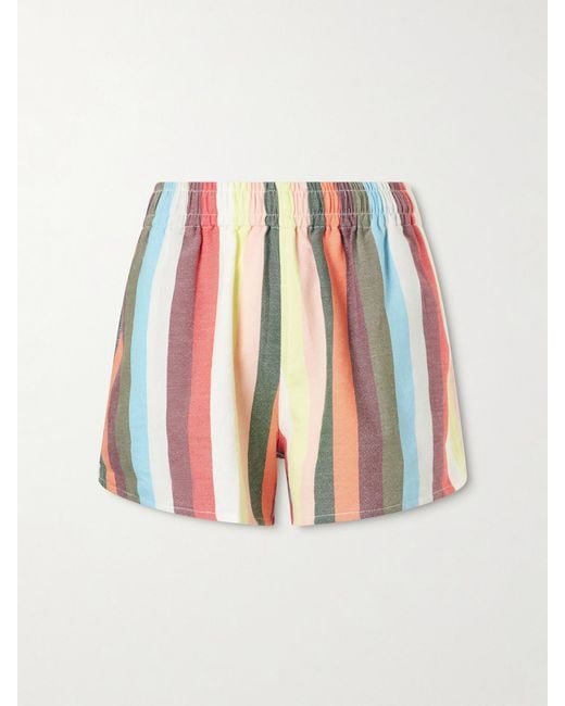 Marrakshi Life White Striped Cotton Shorts