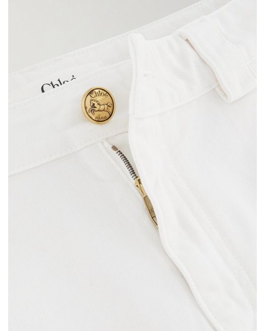 Chloé White Embellished Mid-Rise Straight-Leg Jeans