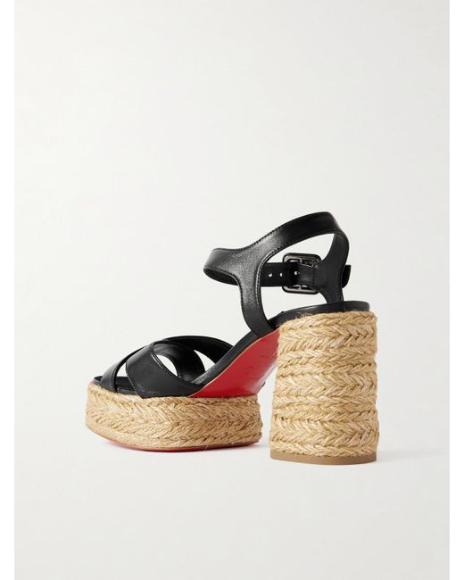 Christian Louboutin Black Calakala 85 Leather Espadrille Platform Sandals