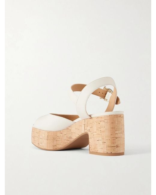 Ferragamo Natural Nerea 90 Leather Platform Sandals