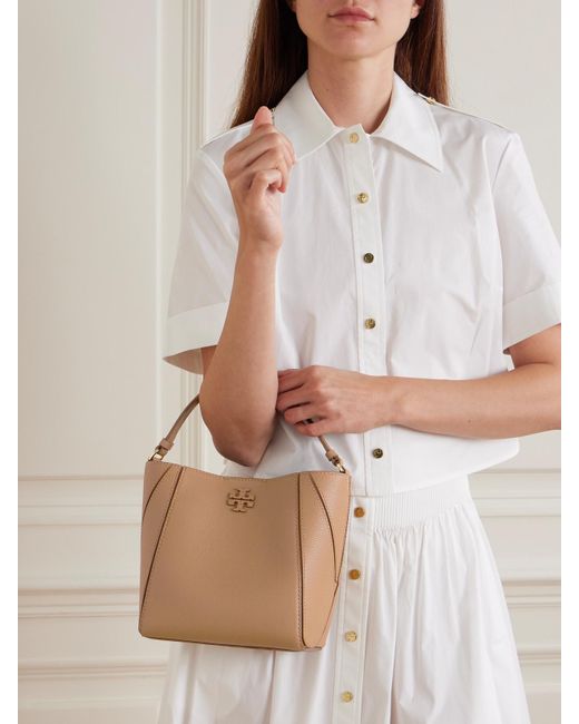 Tory Burch Natural Mcgraw Kleine Schultertasche Aus Strukturiertem Leder
