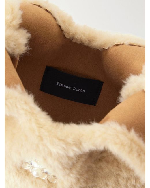 Simone Rocha Natural Shearling-Effect Shoulder Bag