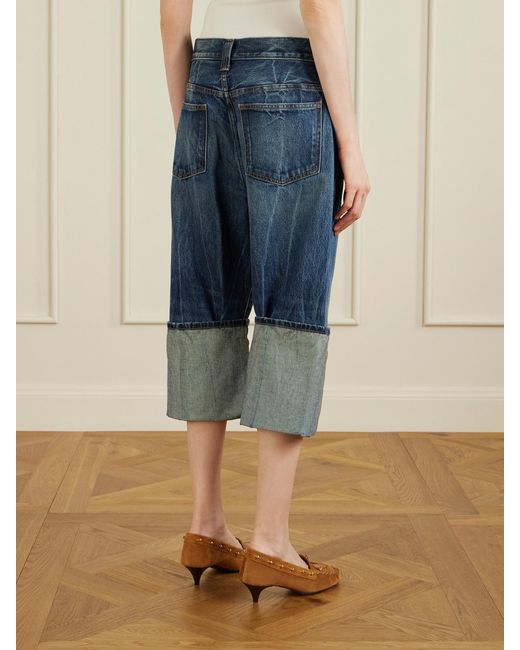 Khaite Blue Boyle Cropped Low-Rise Straight-Leg Jeans