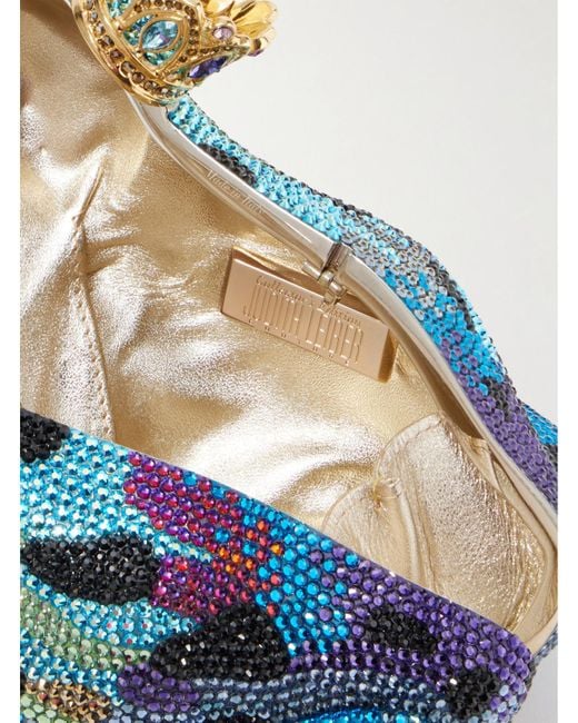 Judith Leiber Blue Prince Charming Goldfarbene Clutch Mit Kristallen