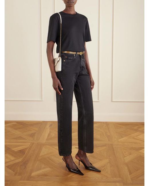 Saint Laurent Natural Cassandre Textured-Leather Shoulder Bag