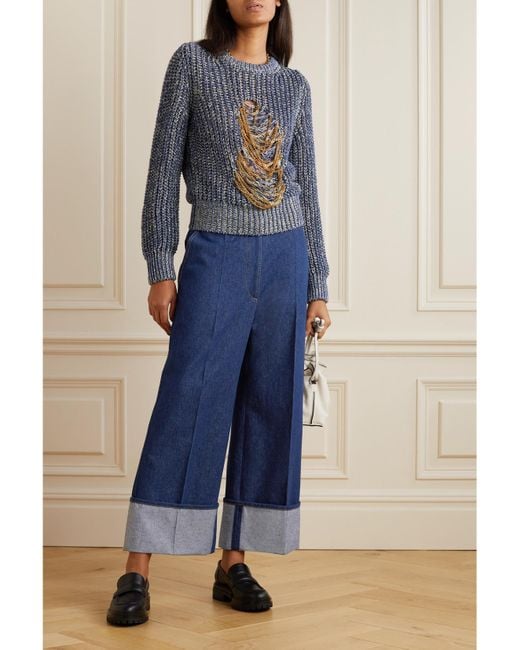 Patou Blue Hoch Sitzende Jeans Mit Weitem Bein Aus Bio-Denim