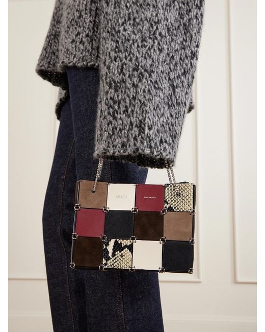 Khaite Multicolor Emma Leather, Calf Hair And Suede Mini Shoulder Bag