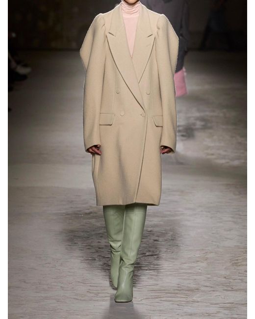 Dries Van Noten Natural Double-Breasted Wool Coat