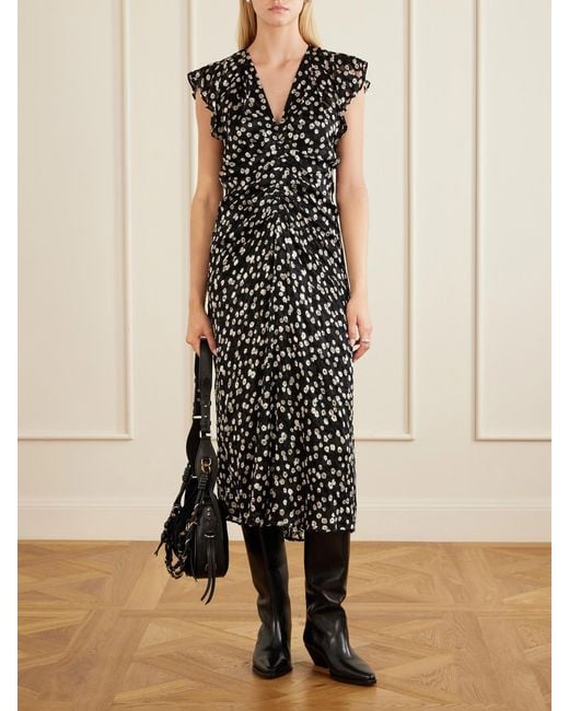 Isabel Marant White Lyndsay Floral-Print Chiffon Midi Dress