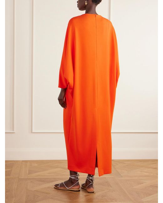 Oscar de la Renta Orange Draped Crepe Gown