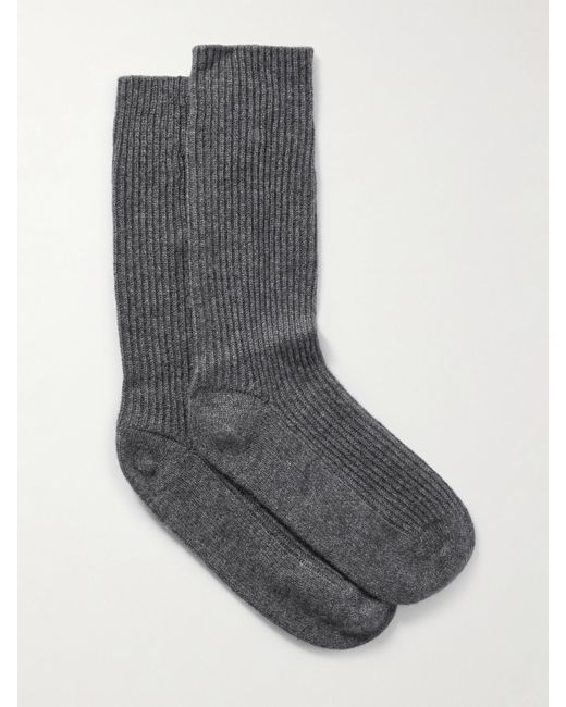 Lisa Yang Gray Zera Socken Aus Geripptem Kaschmir