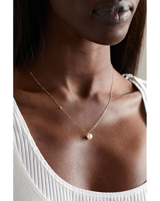 Mizuki Natural 14-Karat, Pearl And Diamond Necklace