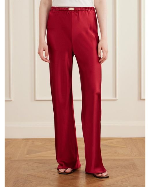 Comme Si Red Silk-Bias Pants