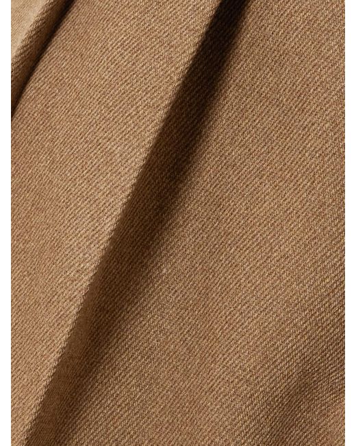Loro Piana Natural Rodger Pleated Rain System Wool-Twill Tapered Pants