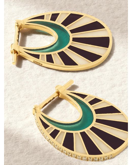 L'Atelier Nawbar Metallic Sun Ray Size 3 18-Karat Multi-Stone Earrings