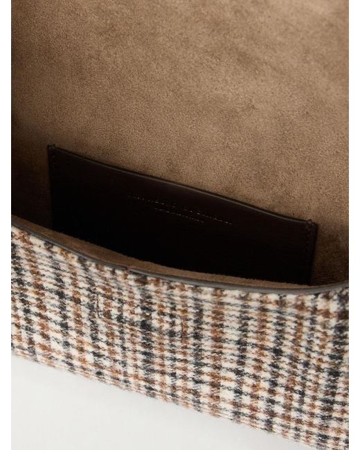 Brunello Cucinelli Brown Checked Wool Clutch