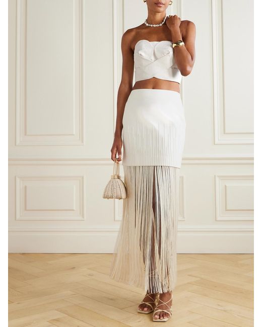 ANDRES OTALORA Natural Onda Strapless Cropped Twisted Cotton-Twill Top