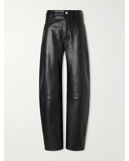 Arma Black Leather Wide-Leg Pants