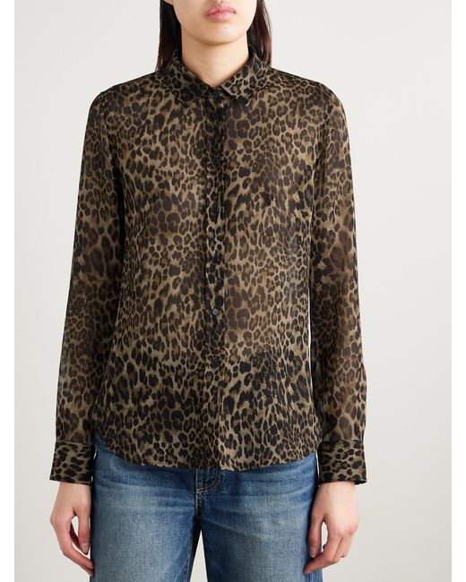 Nili Lotan Brown Gaia Leopard-Print Silk Crepe De Chine Shirt