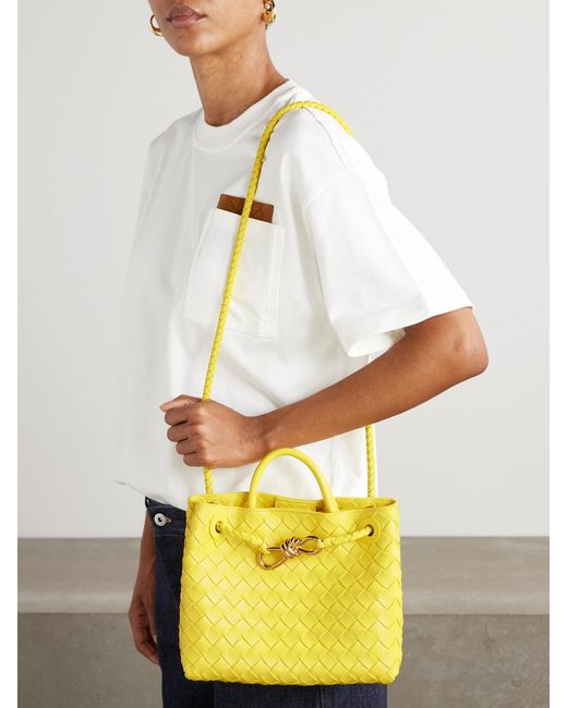 Bottega Veneta Yellow Andiamo Small Intrecciato Leather Tote