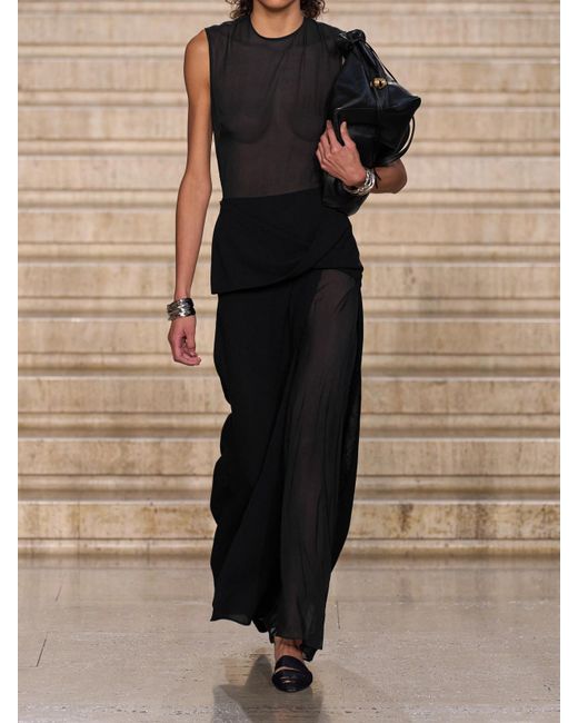 TOVE Black Esme Layered Draped Silk-Chiffon And Wool-Crepe Maxi Dress
