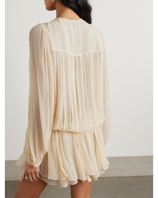 Mini-Robe En Crépon De Soie À Fronces Et À Ornements Aliyah Isabel Marant en coloris Natural