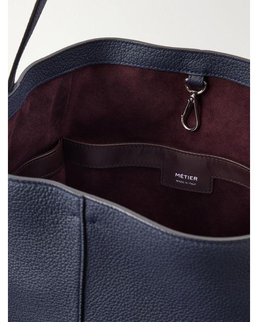 Metier Blue Tilt 22 Textured-Leather Shoulder Bag