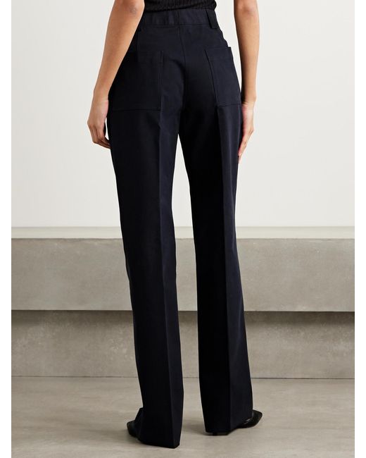 Veronica de Piante Blue Avery Cotton-Blend Straight-Leg Pants