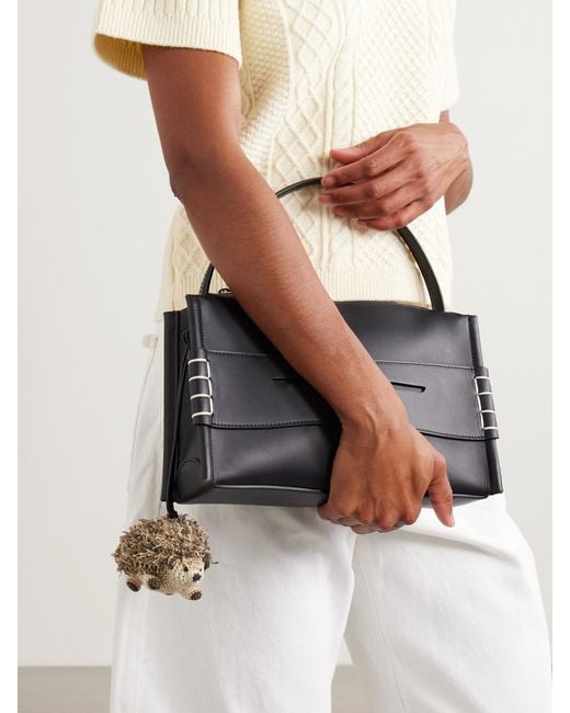 J.W. Anderson Metallic Hedgehog Crocheted Cotton And Leather Bag Charm