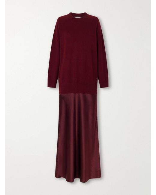 Christopher Esber Red Monument Cashmere And Silk-Satin Maxi Dress