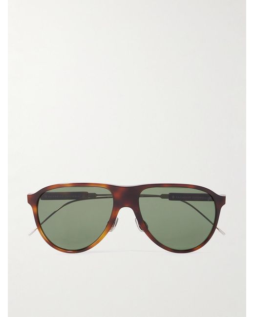Brunello Cucinelli Green Aviator-Style Acetate And-Tone Sunglasses