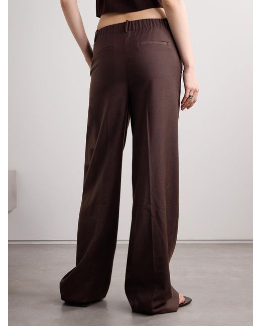Jonathan Simkhai Brown Tavar Wool Wide-Leg Pants