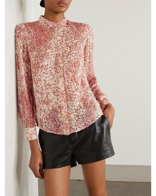 Isabel Marant Pink Ilda Devoré Silk-Blend Chiffon Shirt
