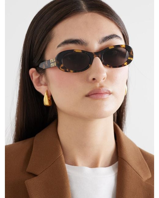 Miu Miu Multicolor Oval-Frame Acetate Sunglasses