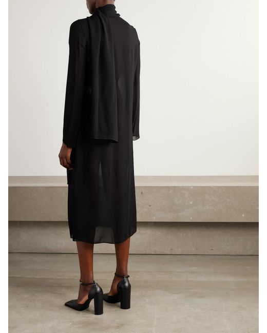 Alaïa Black Midikleid Aus Mesh Mit Cut-Out Und Schluppe