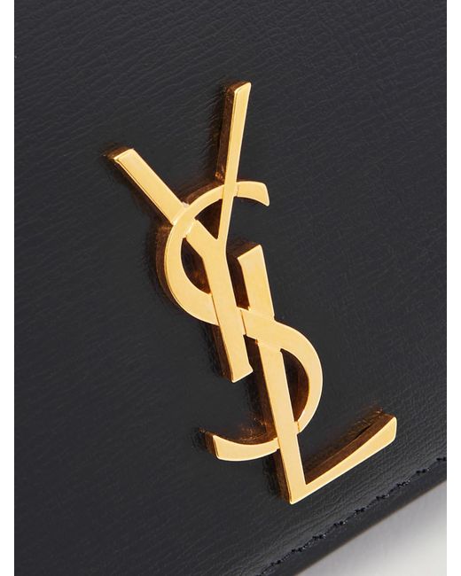 Saint Laurent Black Cassandre Strap Leather Phone Case