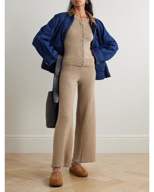 Suzie Kondi Natural Zephyra Cashmere Wide-Leg Pants