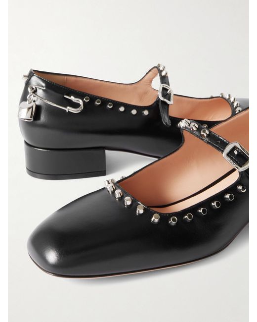 Bally Black Belkys Embellished Studded Leather Mary Jane Pumps
